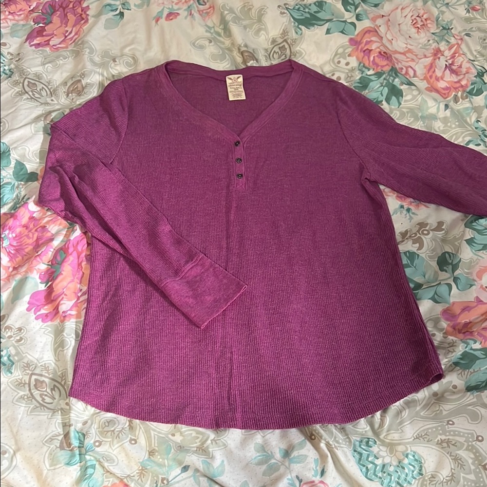 Faded Glory Pink and Purple Fitted Buttoned Blouse